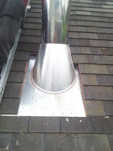 flue twin installing stove flashing chimney wood burning roof pipe metal collar storm burner installed inside fitted yet stovefittersmanual